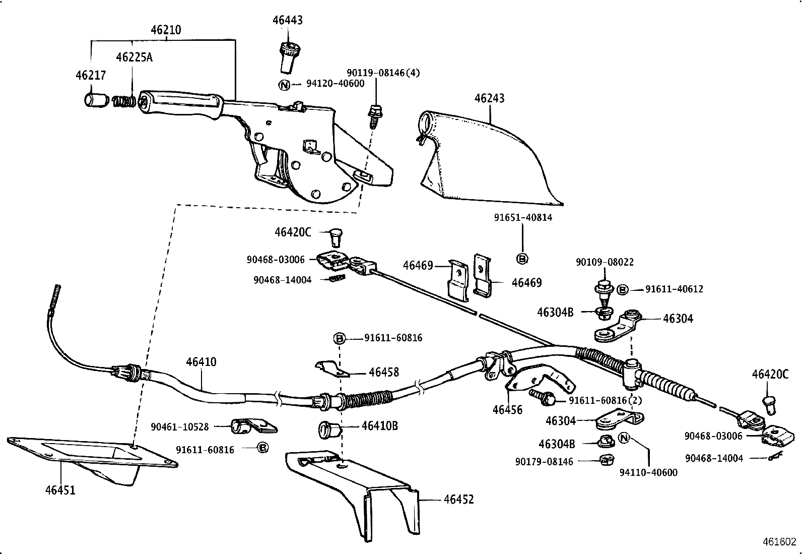 46452-60050 BRACKET, PARKING BRAKE CABLE SUPPORT, NO.2 product image