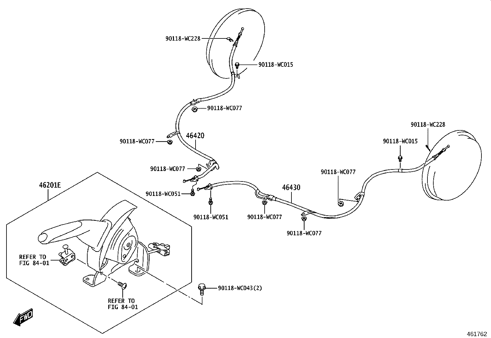 46420-WC003 CABLE ASSY, PARKING BRAKE, NO.2 product image