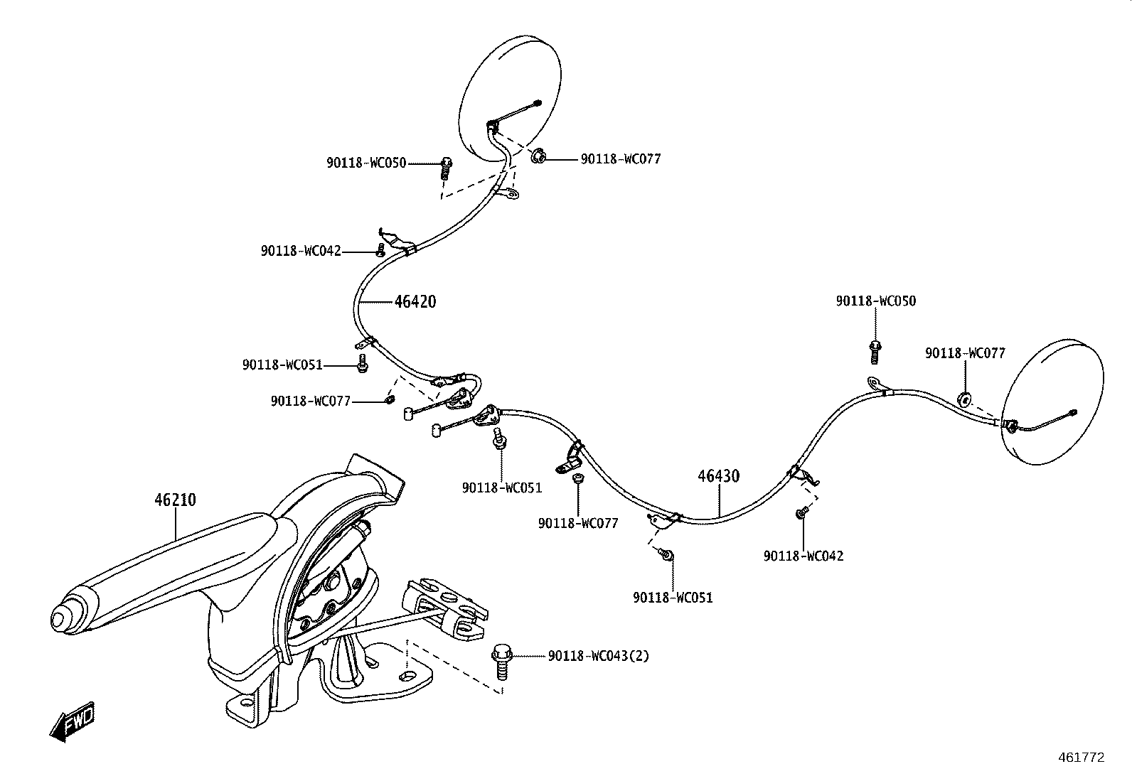 46420-WC004 CABLE ASSY, PARKING BRAKE, NO.2 product image