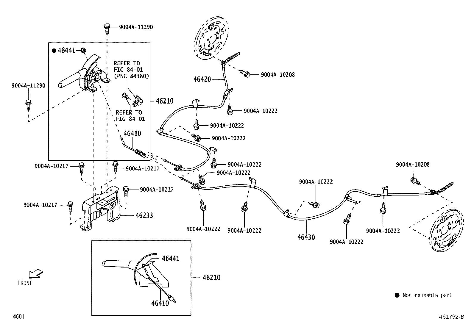 Toyota 46430-BZ300 CABLE ASSY, PARKING BRAKE, NO.3