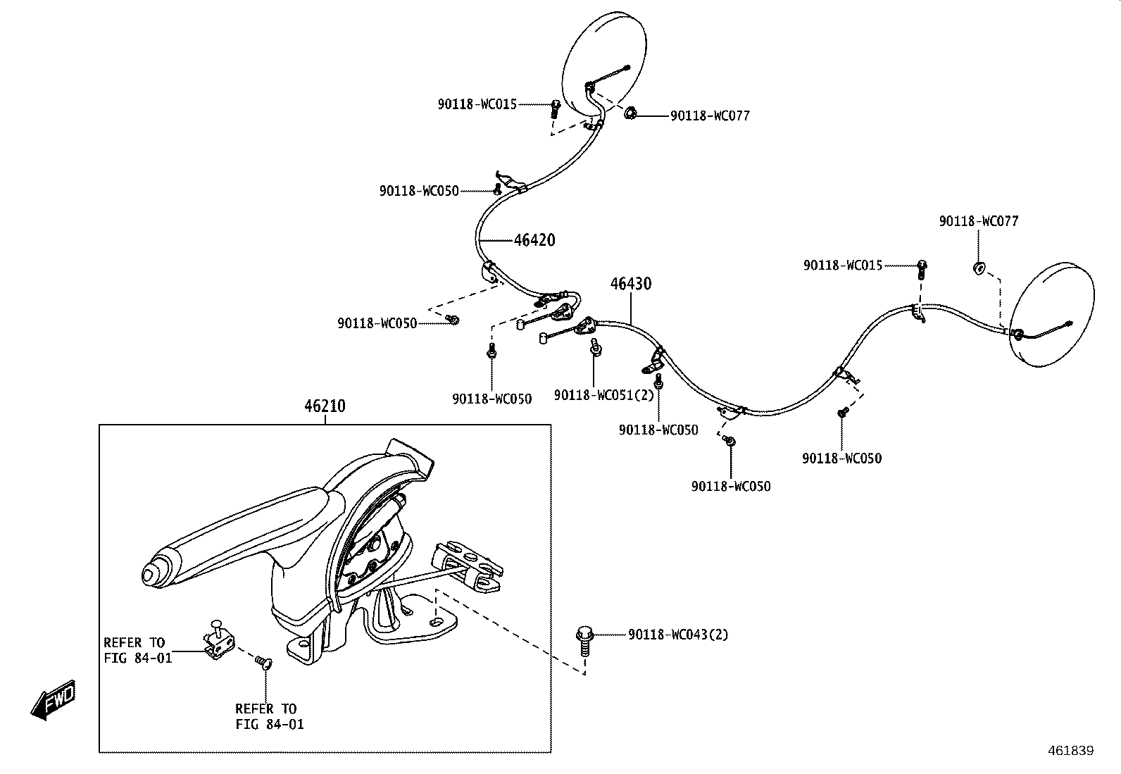 46420-WC005 CABLE ASSY, PARKING BRAKE, NO.2 product image