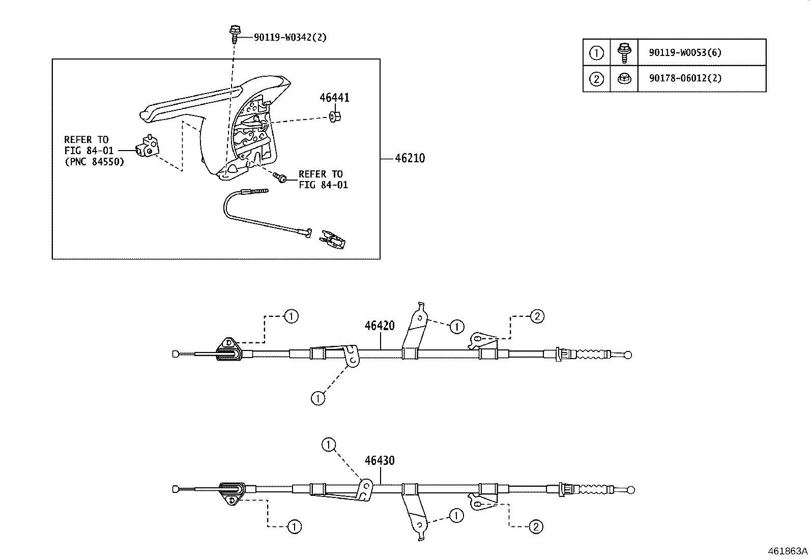 46430-0H040 CABLE ASSY, PARKING BRAKE, NO.3 product image