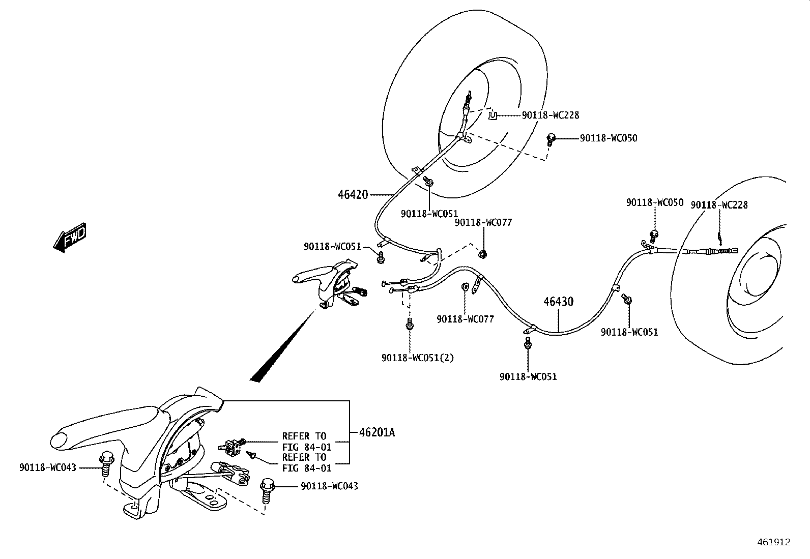 46420-WC012 CABLE ASSY, PARKING BRAKE, NO.3 product image