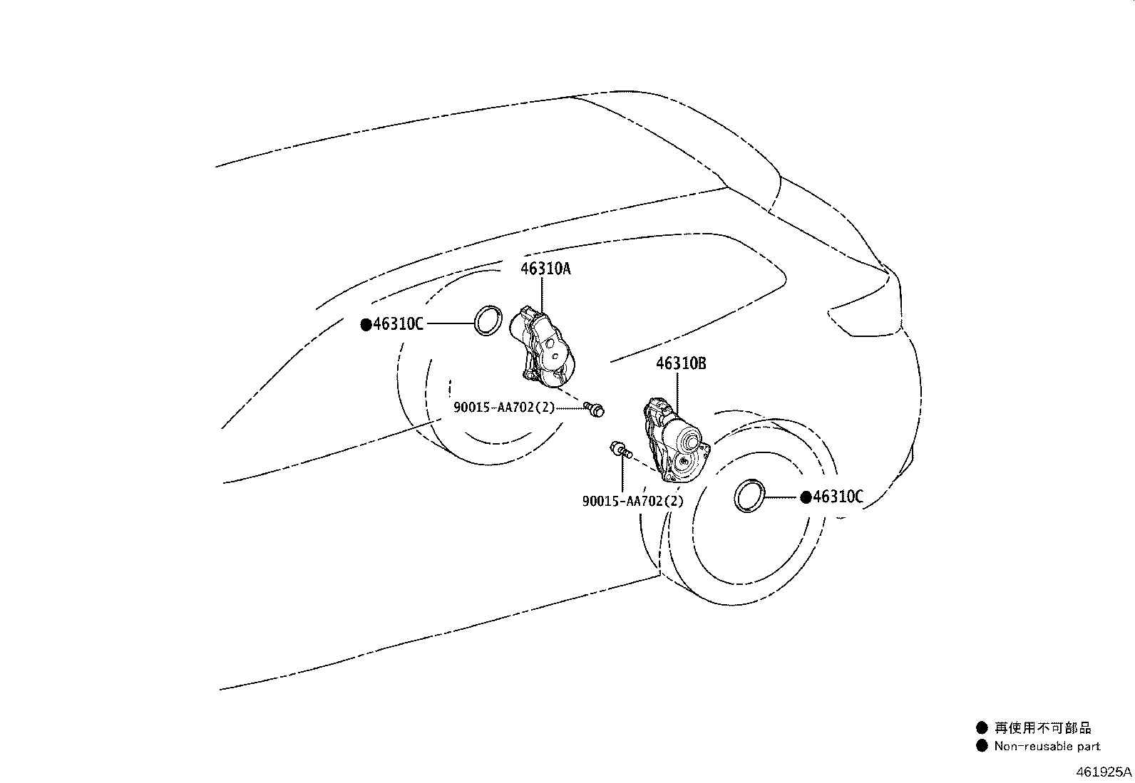 46430-12860 CABLE ASSY, PARKING BRAKE, NO.3 product image