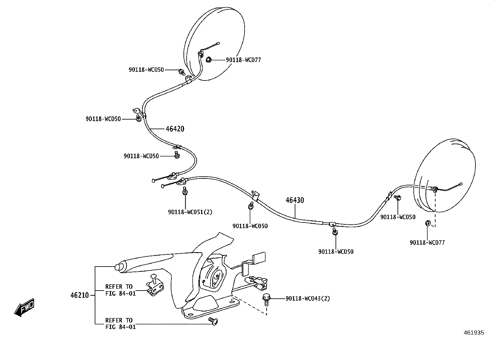 46430-WC010 CABLE ASSY, PARKING BRAKE, NO.3 product image