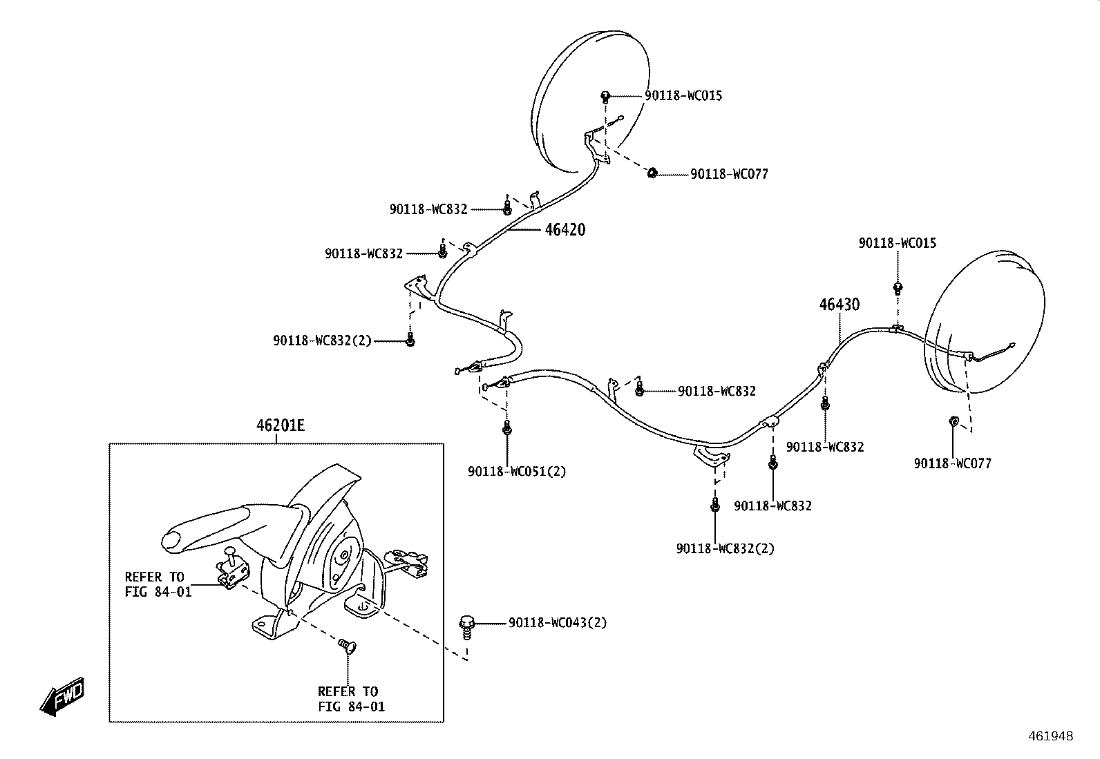 46420-WC006 CABLE ASSY, PARKING BRAKE, NO.2 product image
