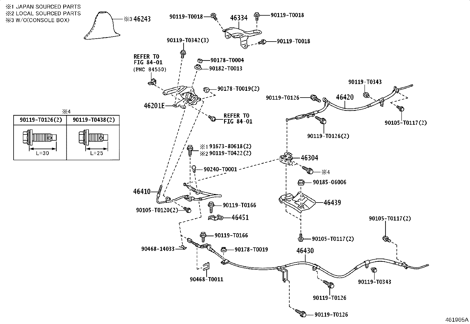 Toyota 46420-0K380 CABLE ASSY, PARKING BRAKE, NO.2