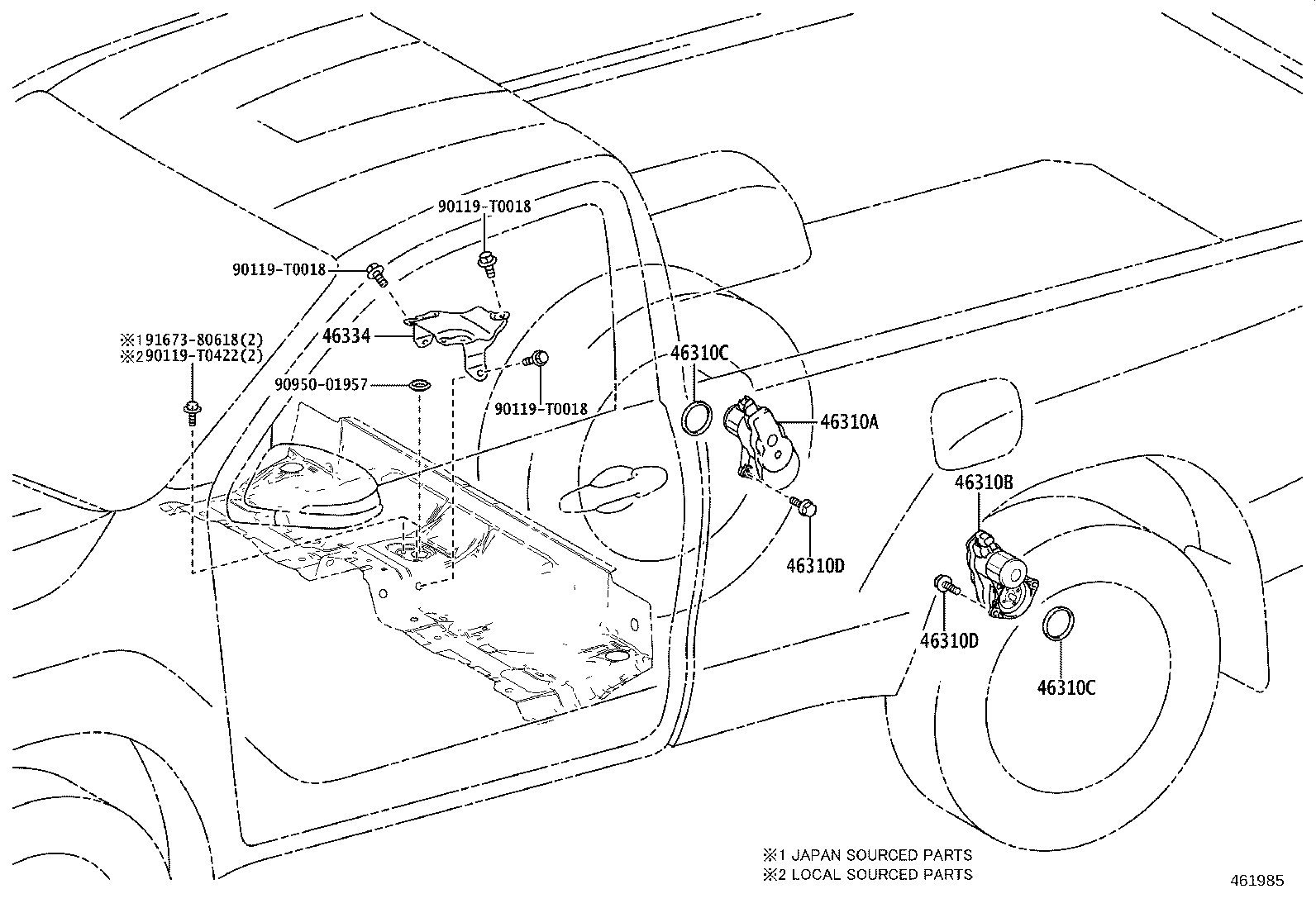 46310-04010 ACTUATOR ASSY, PARKING BRAKE, RH product image