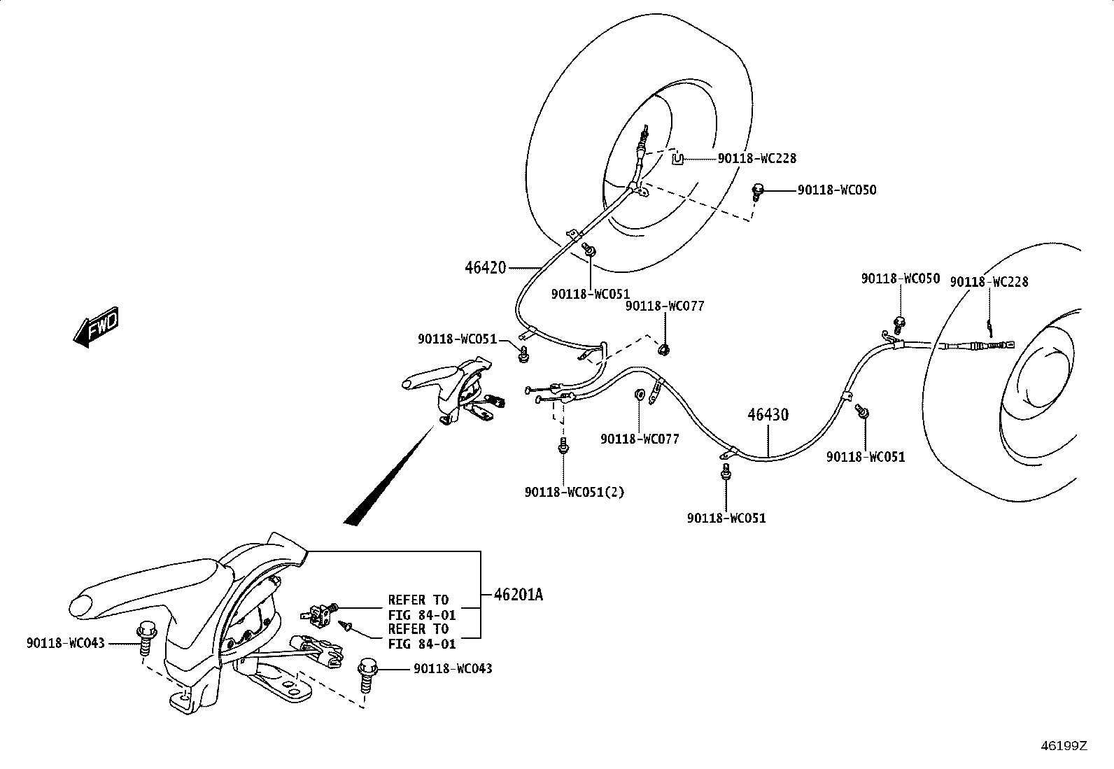 46420-WC012 CABLE ASSY, PARKING BRAKE, NO.3 product image
