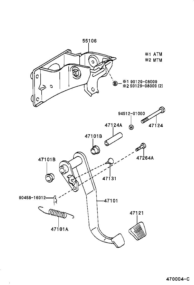 47101-60240 PEDAL SUB-ASSY, BRAKE product image