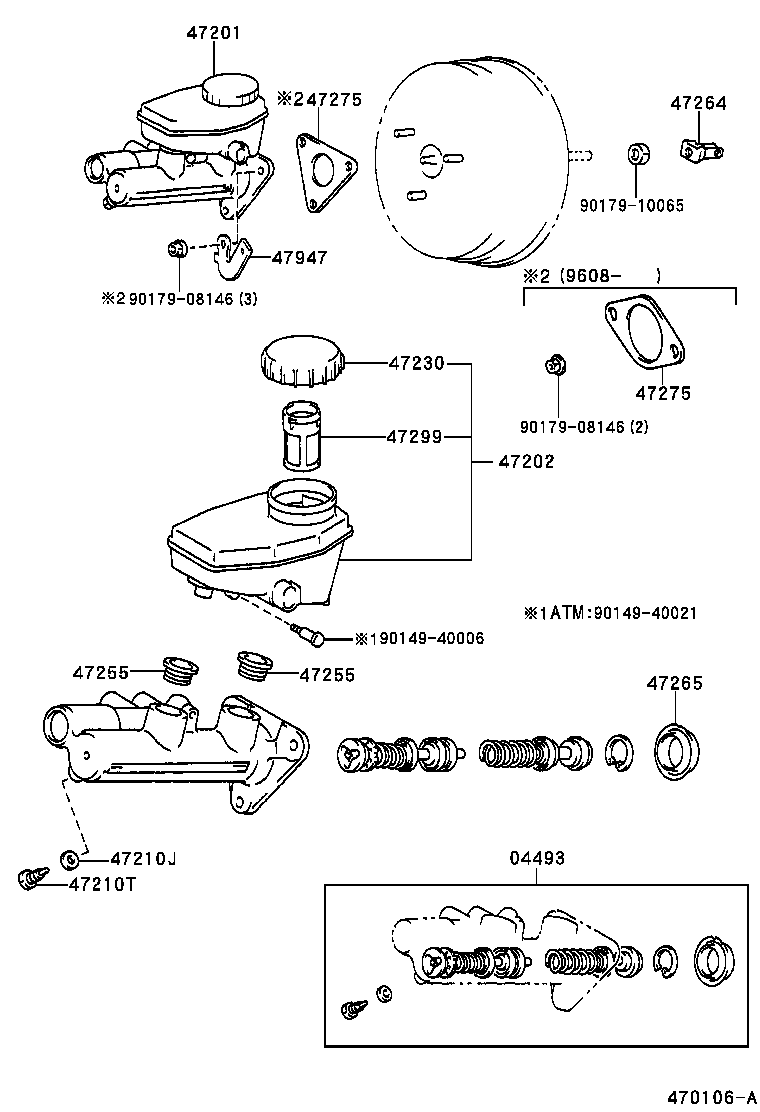 Toyota 04493-24050 CYLINDER KIT, BRAKE MASTER