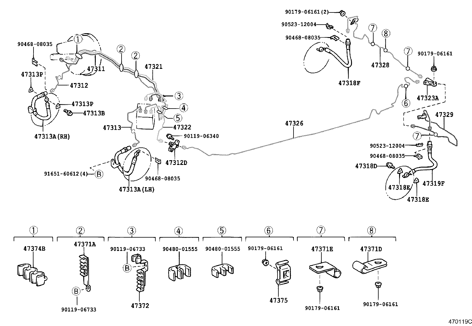 47313-24060 TUBE, FRONT BRAKE, NO.1 product image