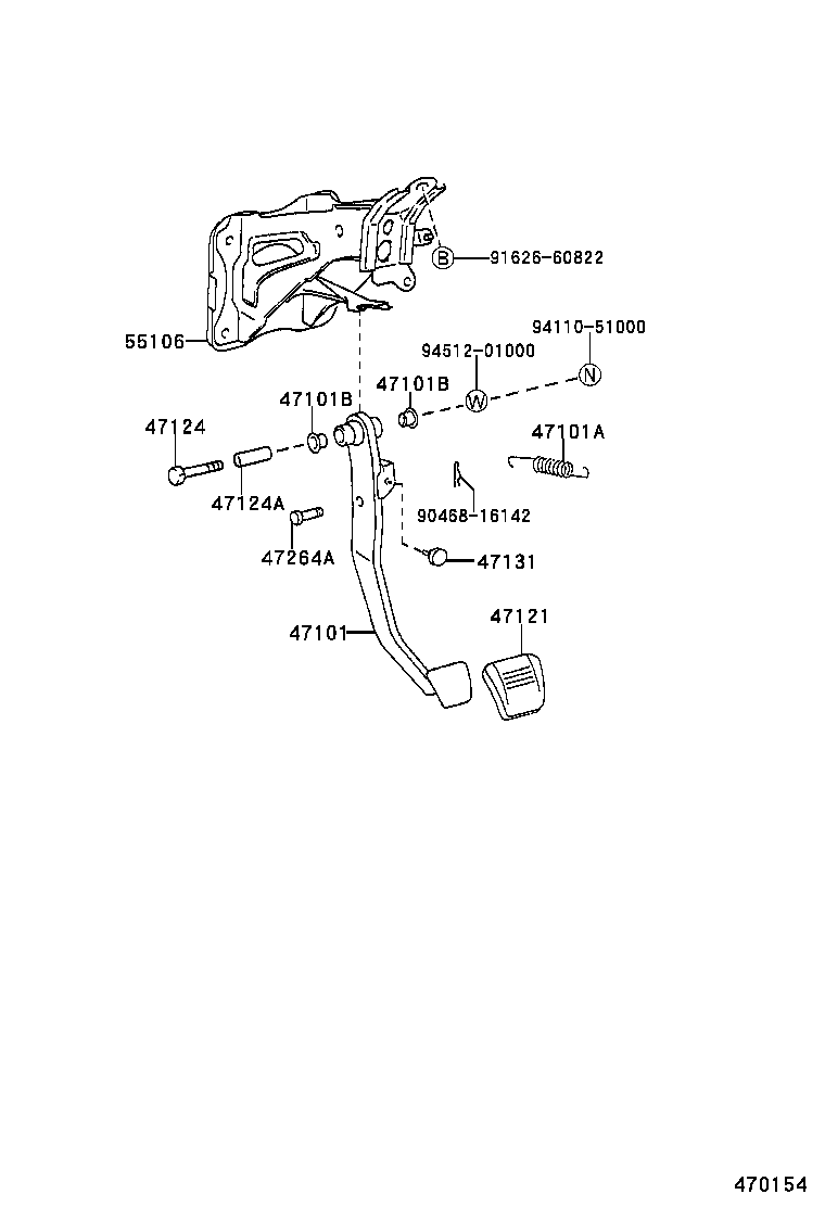 47101-22430 PEDAL SUB-ASSY, BRAKE product image