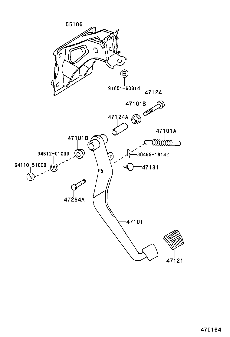47101-42060 PEDAL SUB-ASSY, BRAKE product image
