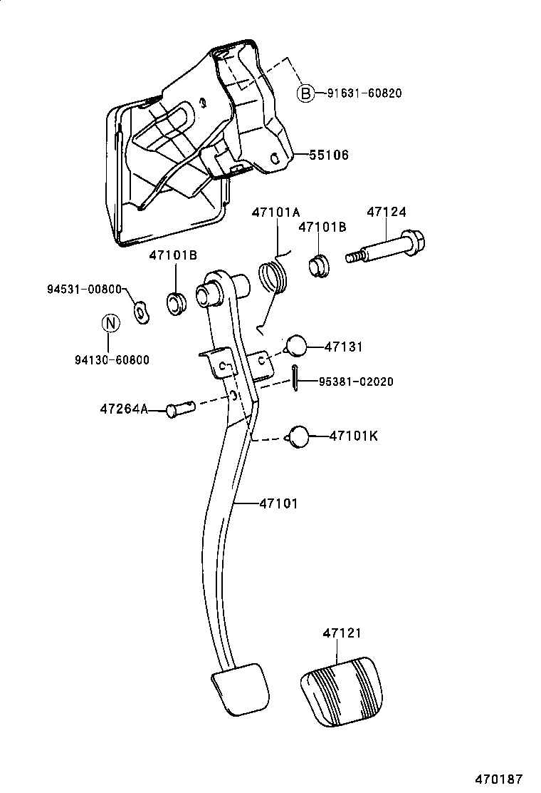 47101-28170 PEDAL SUB-ASSY, BRAKE product image