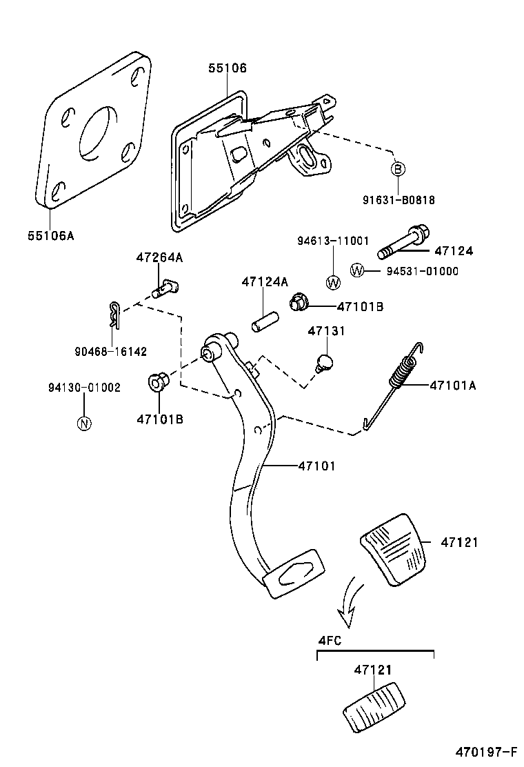 47101-0B030 PEDAL SUB-ASSY, BRAKE product image