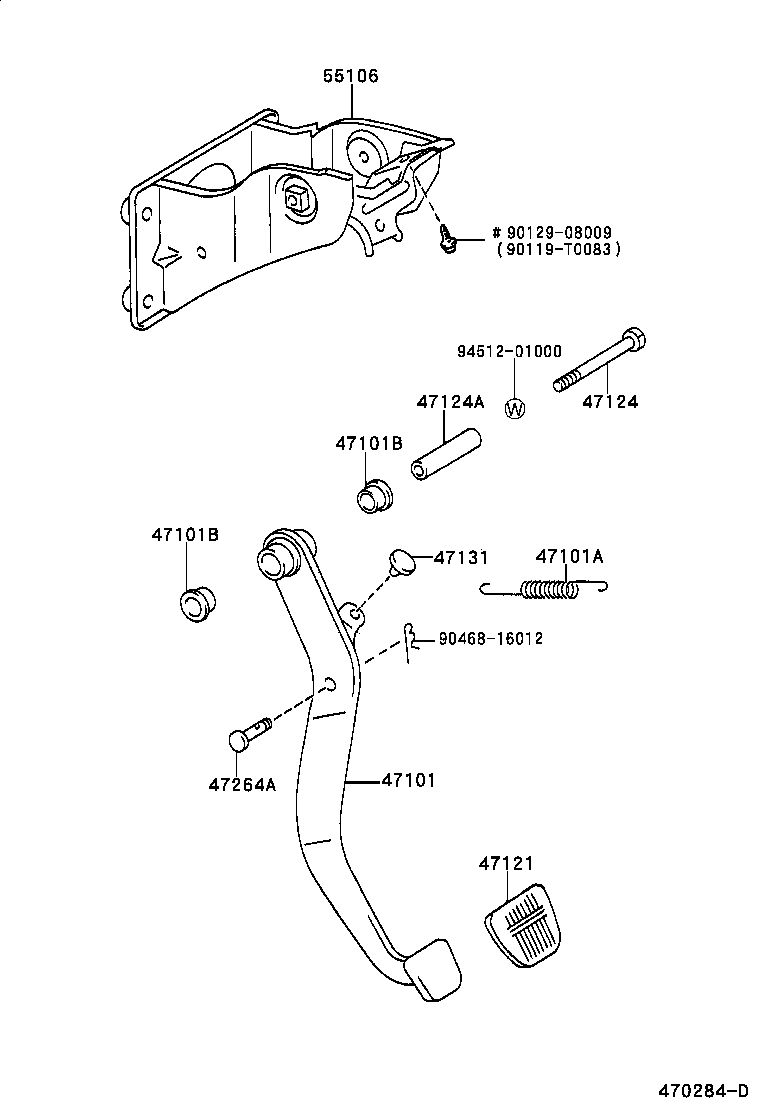 47101-35340 PEDAL SUB-ASSY, BRAKE product image
