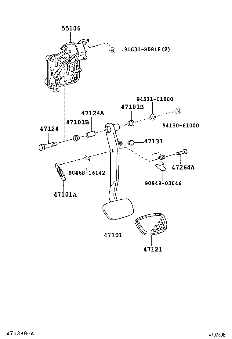 47101-40060 PEDAL SUB-ASSY, BRAKE product image