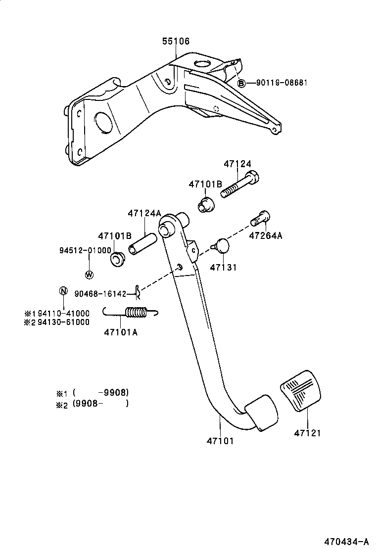 55106-60040 SUPPORT SUB-ASSY, BRAKE PEDAL product image
