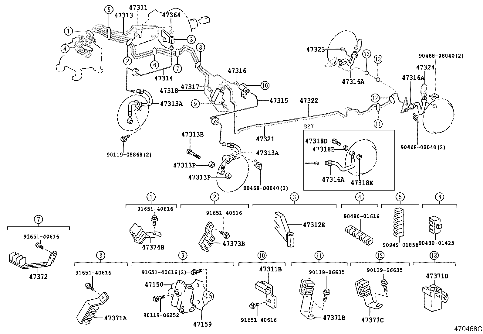 47323-13080 TUBE, REAR BRAKE, NO.3 product image
