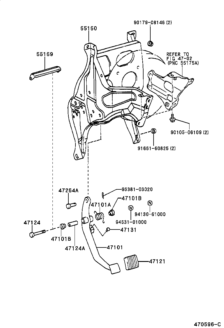 47101-37030 PEDAL SUB-ASSY, BRAKE product image