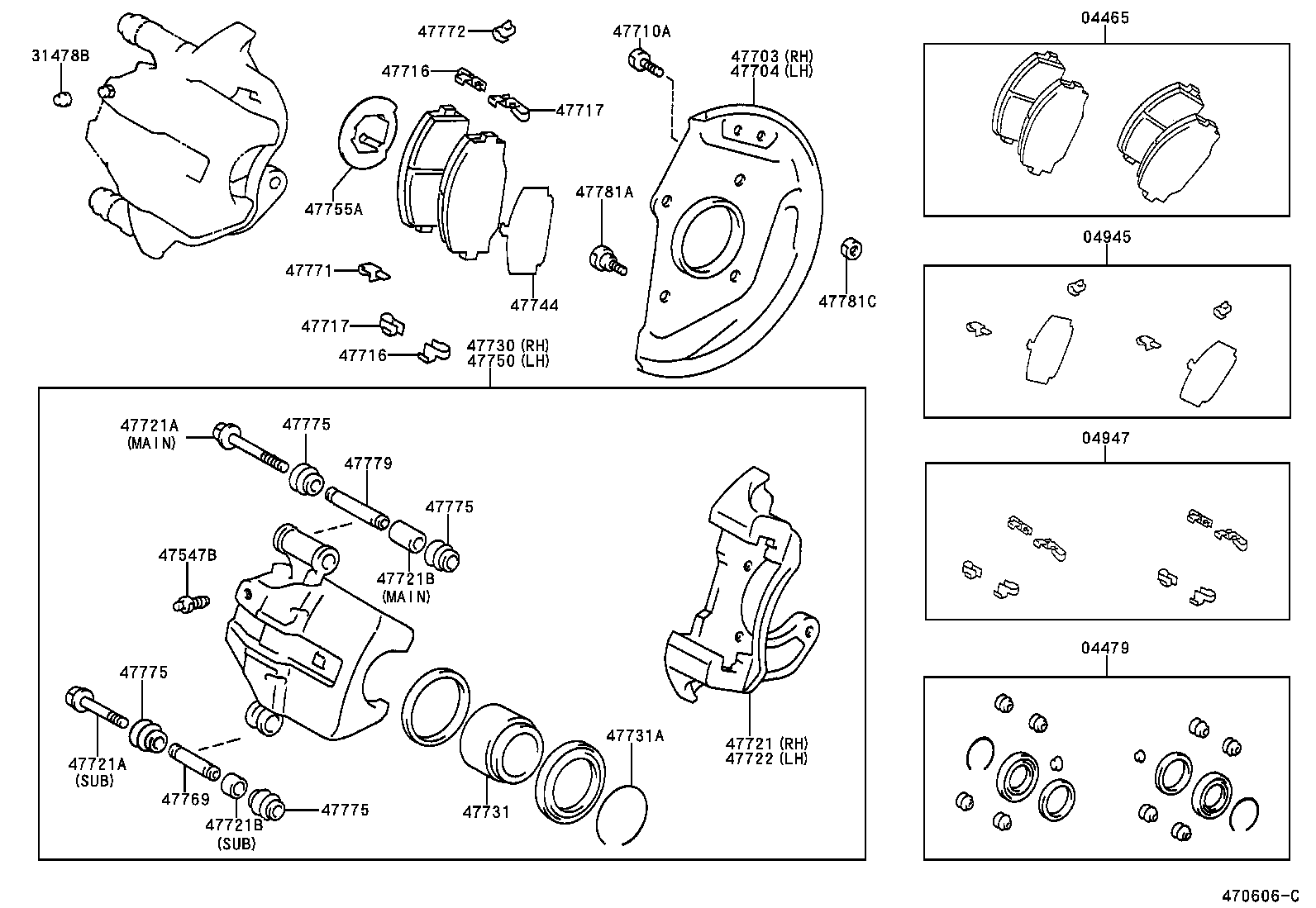 47730-36023 CYLINDER ASSY, FRONT DISC BRAKE, RH product image