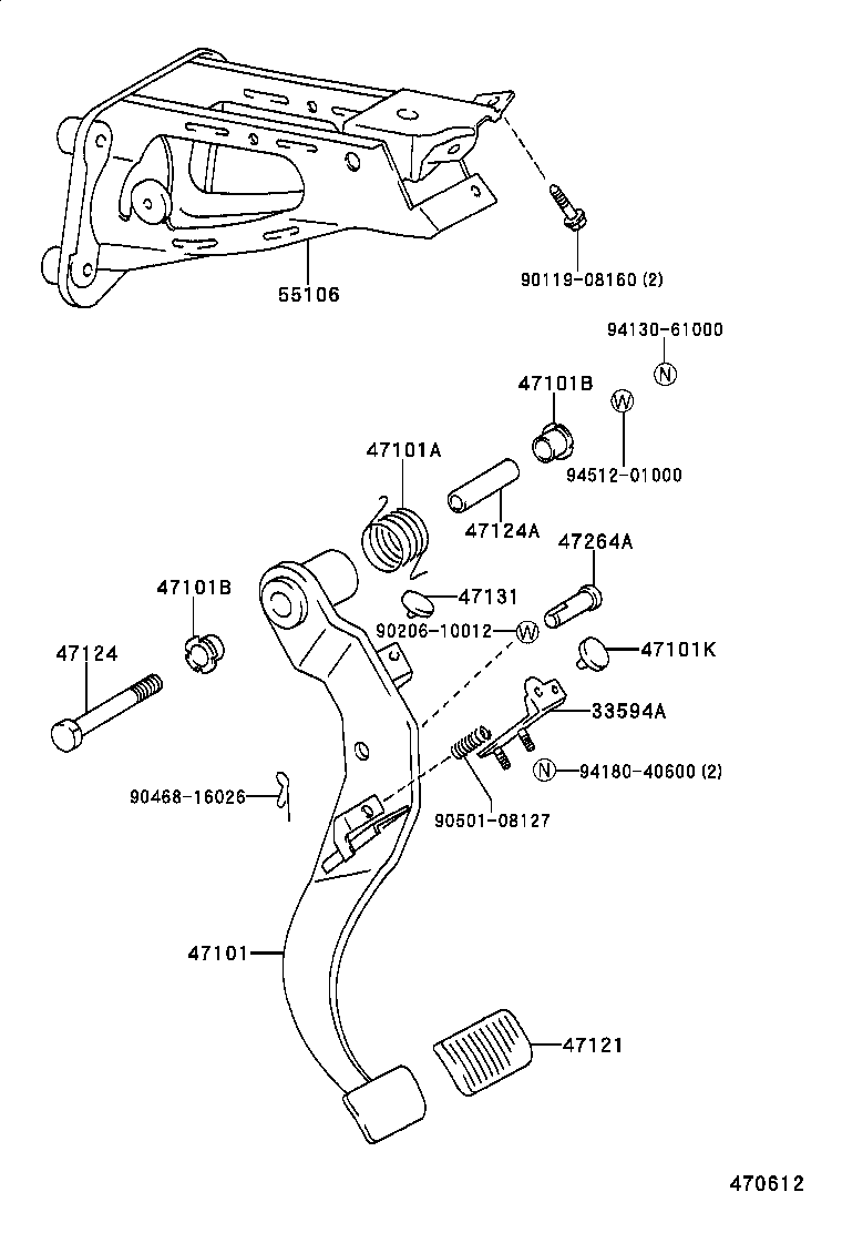 47101-26150 PEDAL SUB-ASSY, BRAKE product image