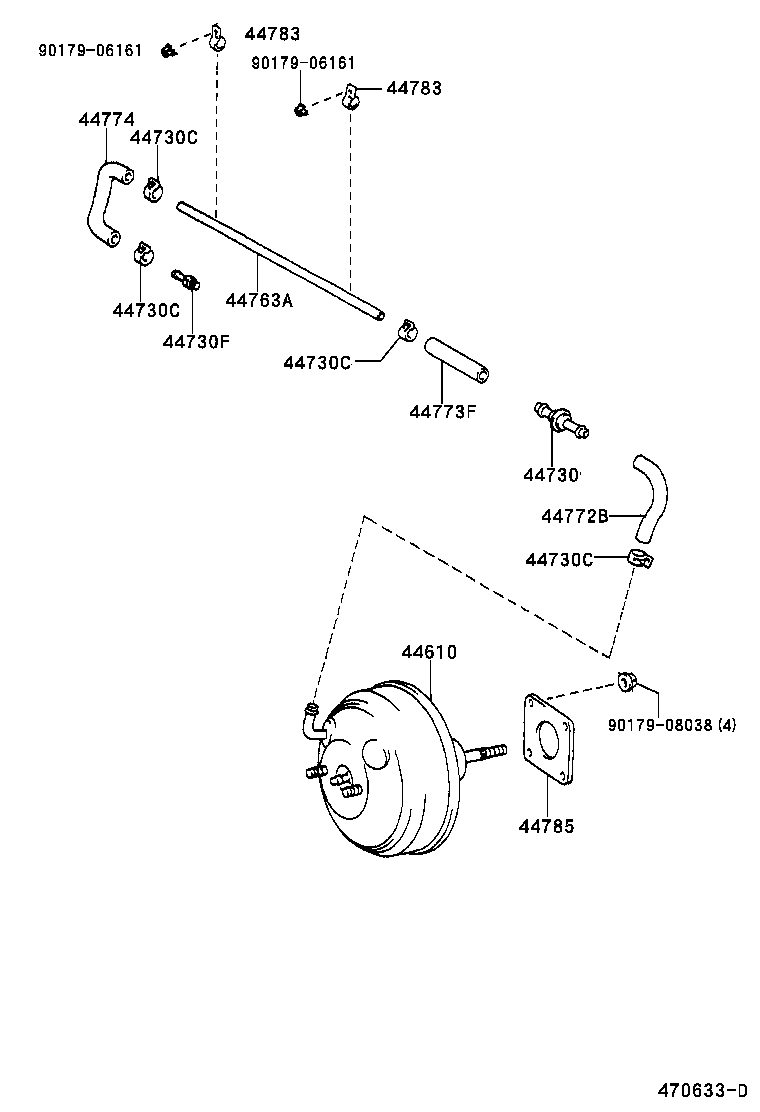 Toyota 44763-08010 TUBE, HOSE TO HOSE, NO.1