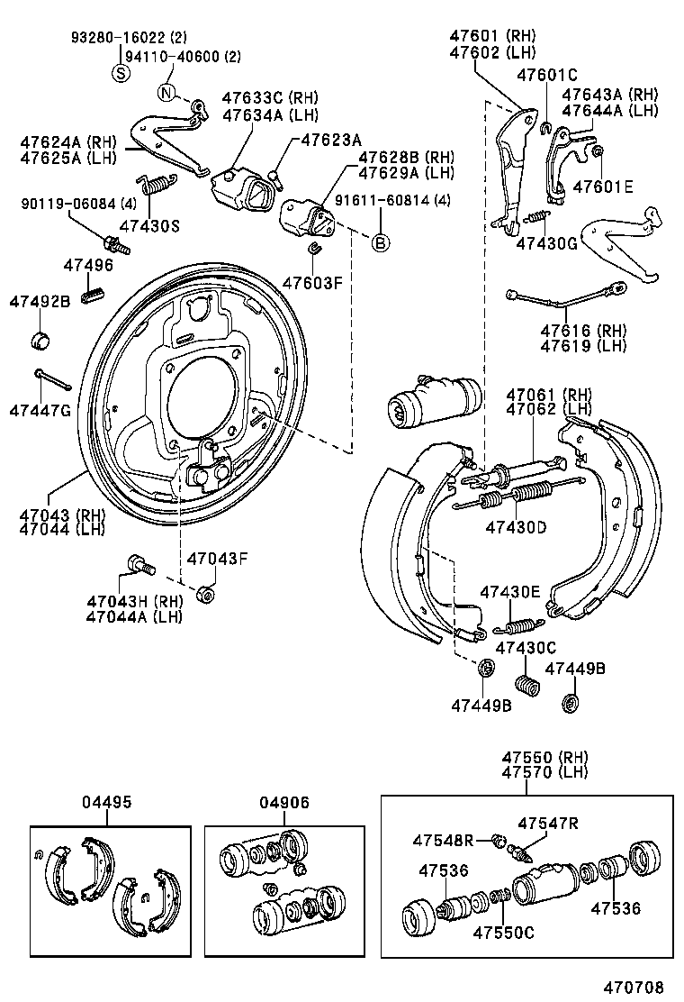 04495-25150 SHOE KIT, REAR BRAKE product image