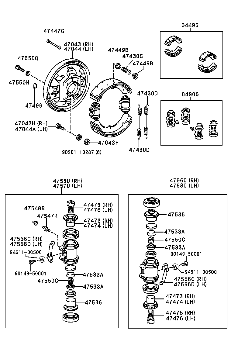 04494-25040 SHOE KIT, REAR BRAKE product image