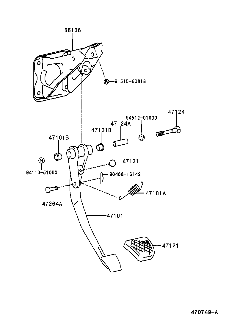 47101-17090 PEDAL SUB-ASSY, BRAKE product image