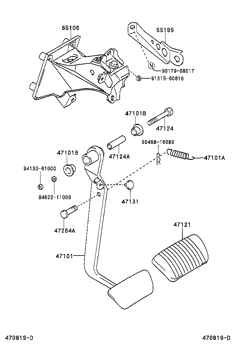 Toyota 47101-30450 PEDAL SUB-ASSY, BRAKE