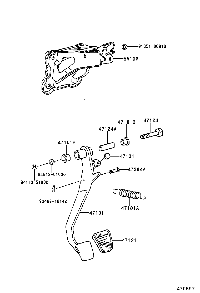 47101-05050 PEDAL SUB-ASSY, BRAKE product image