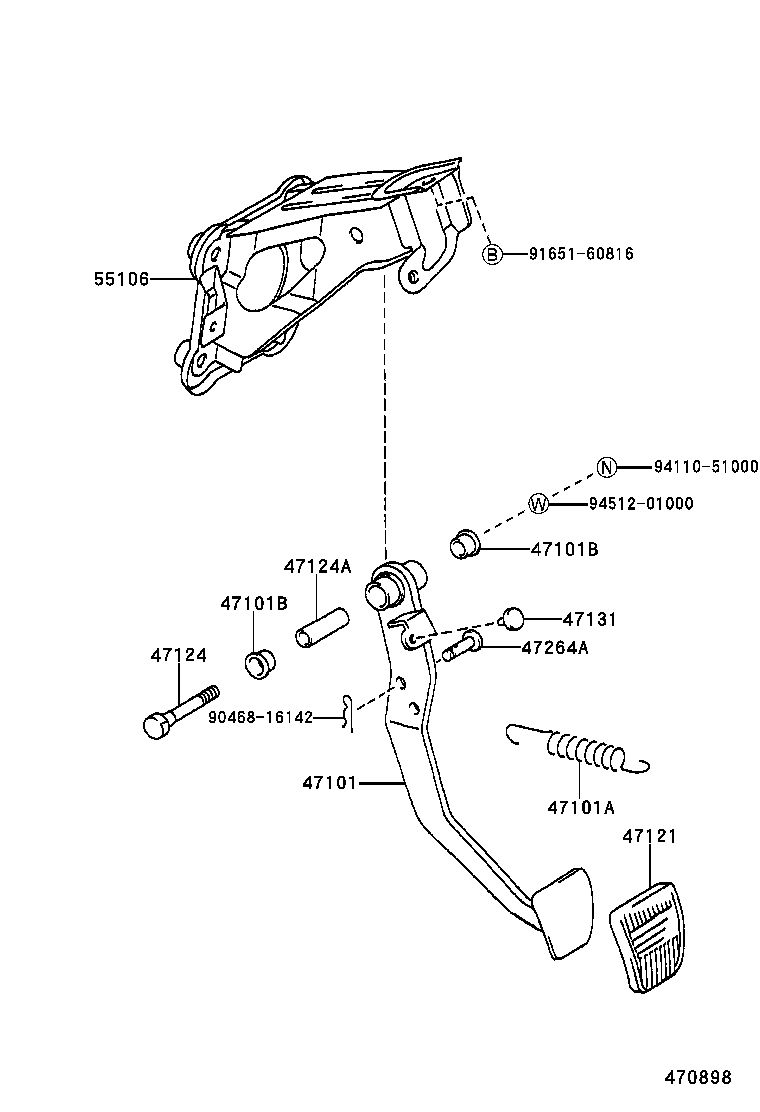 47101-05050 PEDAL SUB-ASSY, BRAKE product image