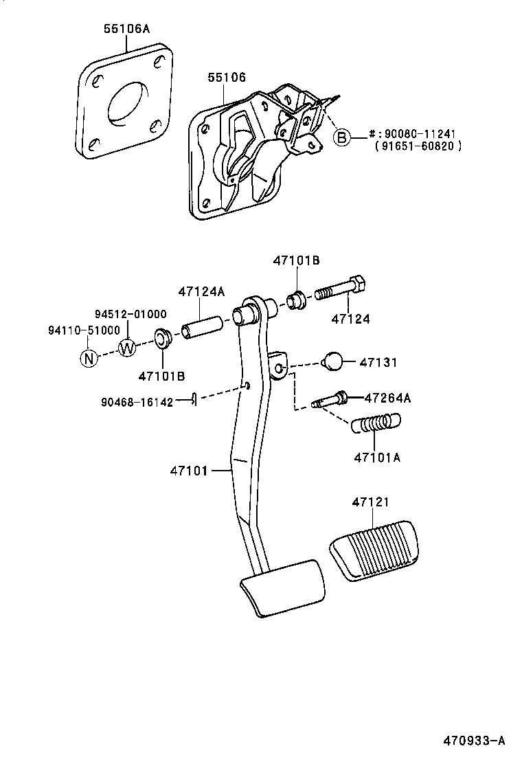 Toyota 55106-06020 SUPPORT SUB-ASSY, BRAKE PEDAL