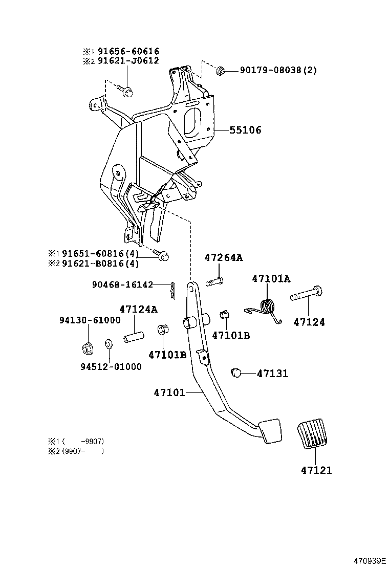 47101-36130 PEDAL SUB-ASSY, BRAKE product image