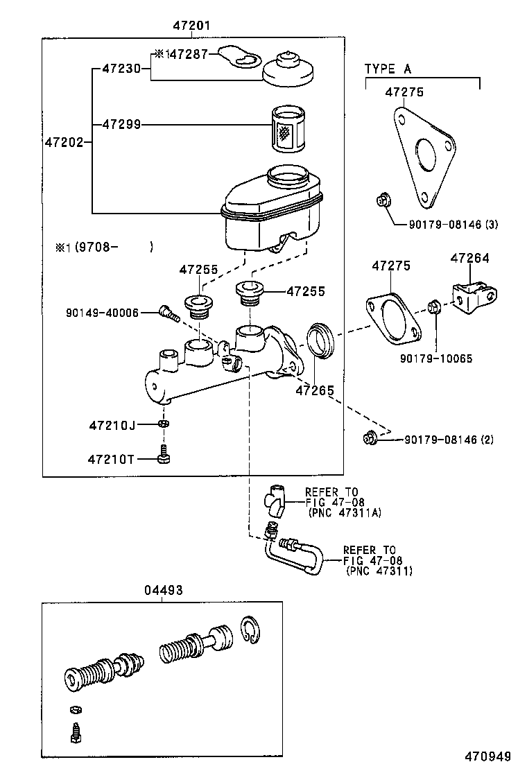 47201-33090 CYLINDER SUB-ASSY, BRAKE MASTER product image