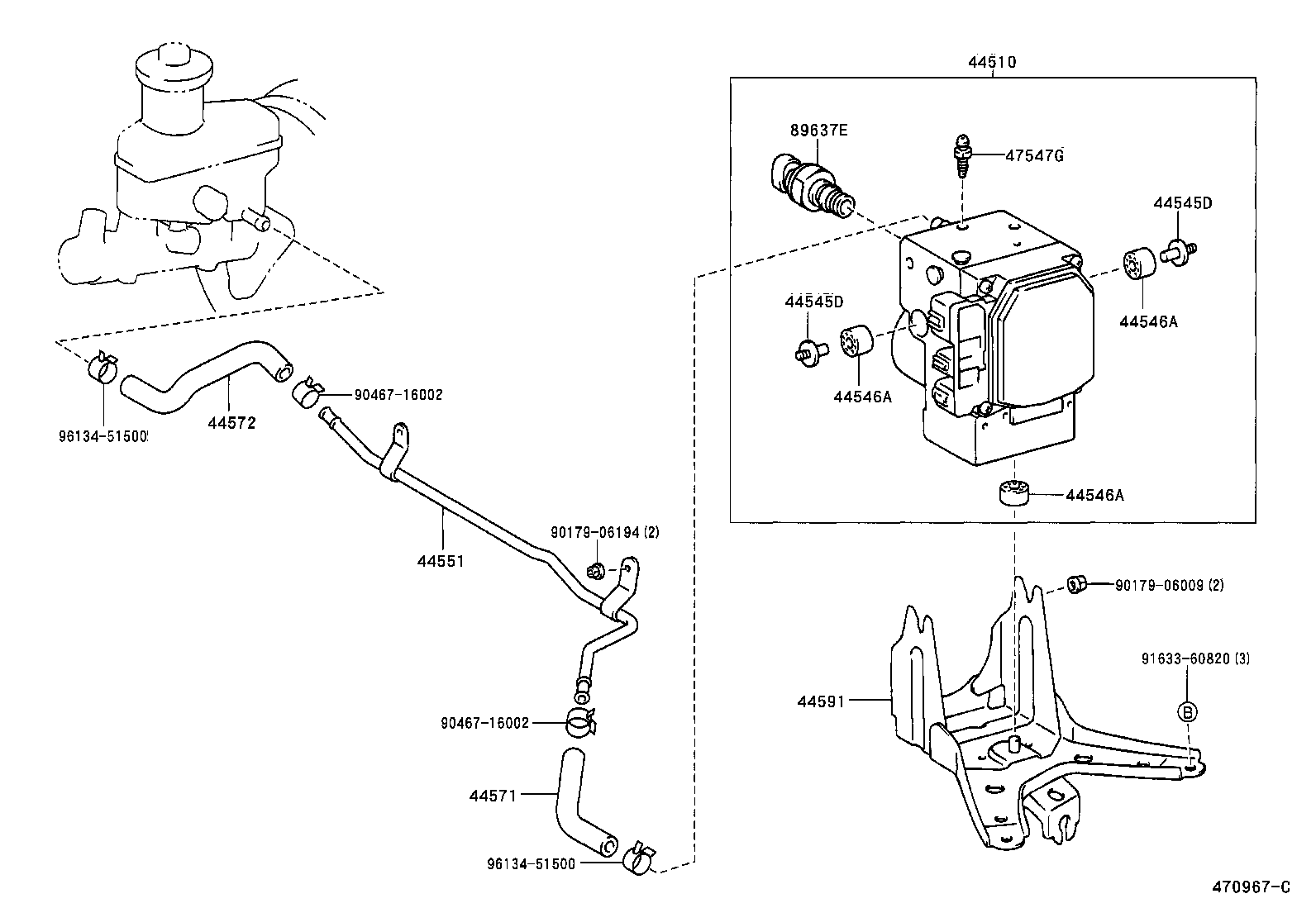 44571-21020 HOSE, BRAKE ACTUATOR, NO.2 product image