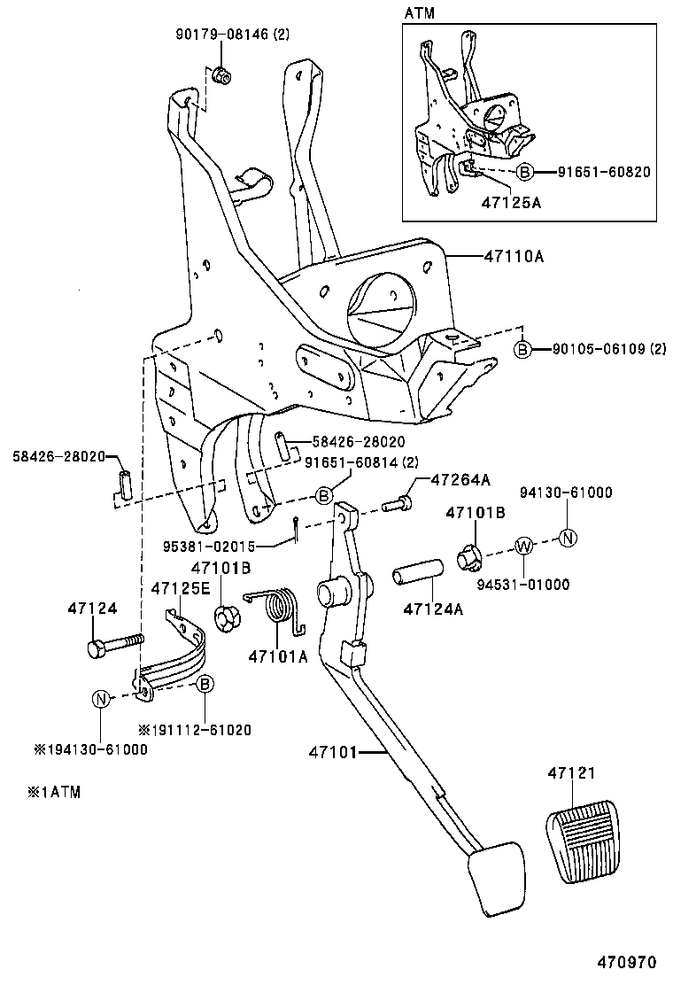 47101-27131 PEDAL SUB-ASSY, BRAKE product image
