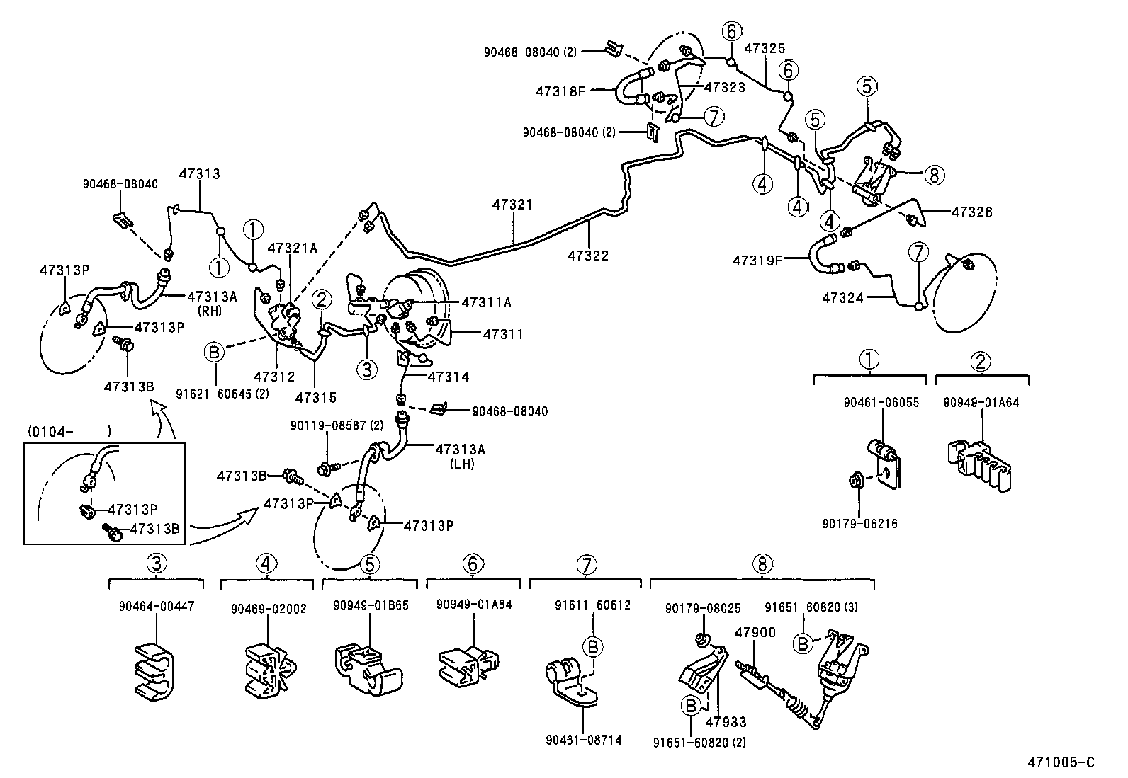 47311-44010 TUBE, FRONT BRAKE, NO.1 product image