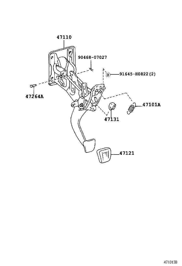 Toyota 47110-60070 SUPPORT ASSY, BRAKE PEDAL