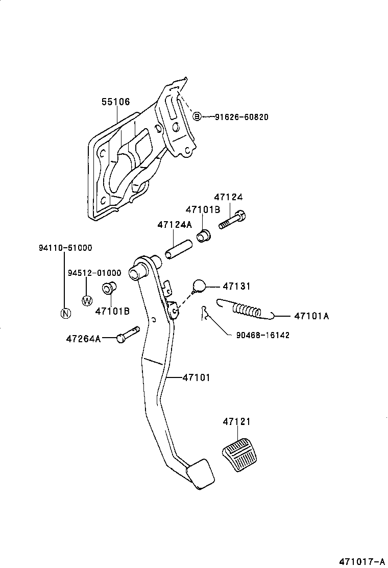 47101-16210 PEDAL SUB-ASSY, BRAKE product image