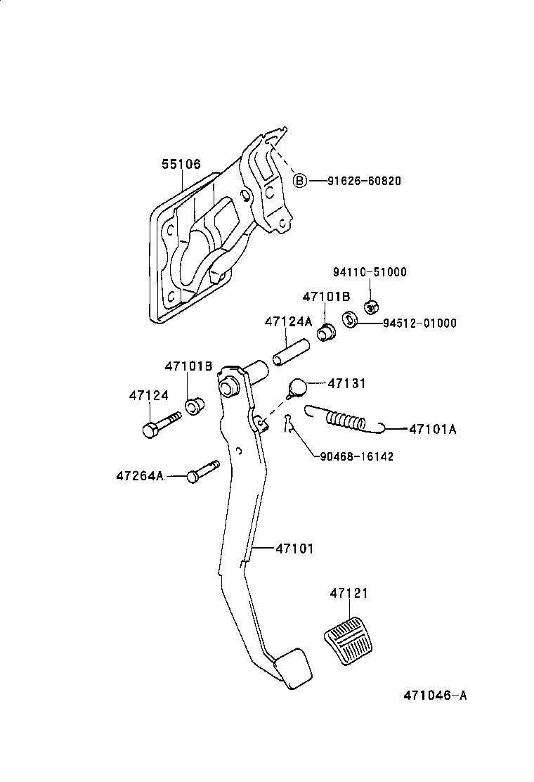 47101-16210 PEDAL SUB-ASSY, BRAKE product image