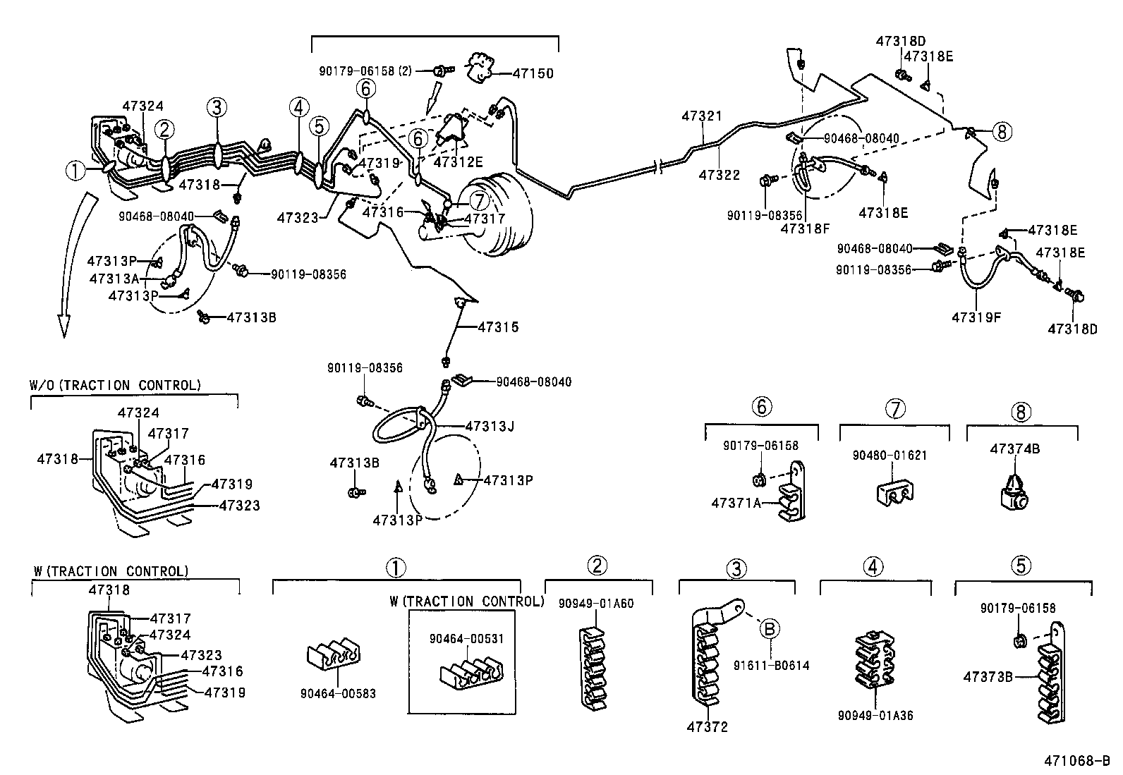 Toyota 47371-48040 CLAMP, BRAKE TUBE, NO.3