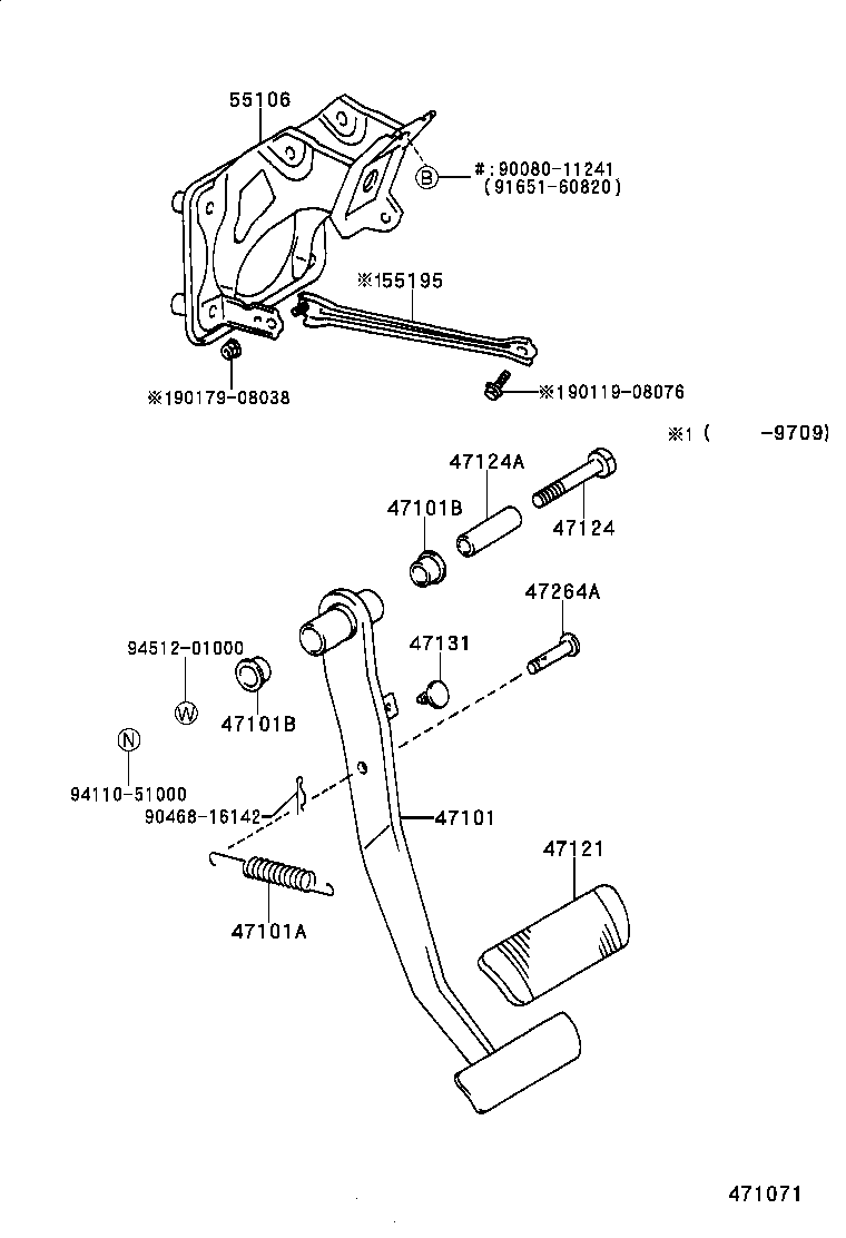47101-07010 PEDAL SUB-ASSY, BRAKE product image