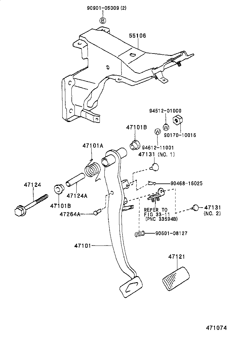 55106-28120 SUPPORT SUB-ASSY, BRAKE PEDAL product image