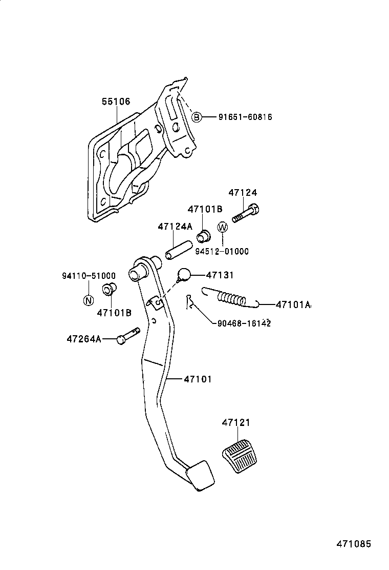 47101-16210 PEDAL SUB-ASSY, BRAKE product image