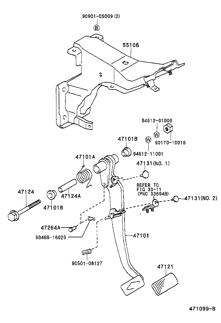47101-28150 PEDAL SUB-ASSY, BRAKE product image