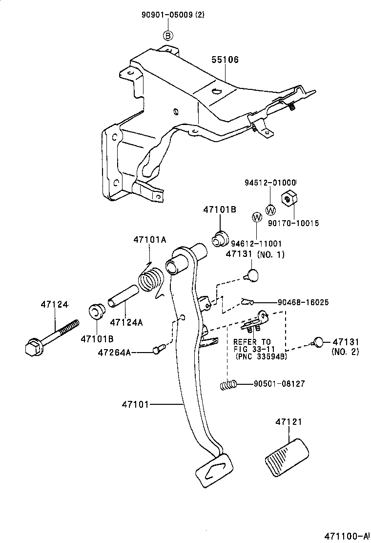 47101-28150 PEDAL SUB-ASSY, BRAKE product image