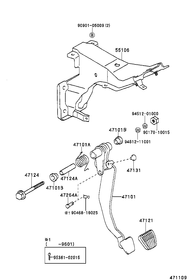47101-28121 PEDAL SUB-ASSY, BRAKE product image